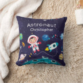 Astronaut child on the moon, monogrammed name クッション (ブランケット)