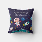 Astronaut child on the moon, monogrammed name クッション (正面)
