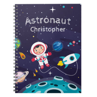Astronaut child on the moon, monogrammed name ノートブック