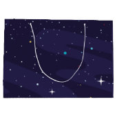   Astronaut child on the moon, monogrammed name ラージペーパーバッグ (裏面)