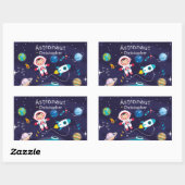 Astronaut child on the moon, monogrammed name 長方形シール (シート)