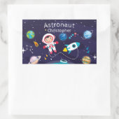 Astronaut child on the moon, monogrammed name 長方形シール (バッグ)