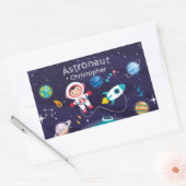 Astronaut child on the moon, monogrammed name 長方形シール (封筒)