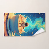 Astronaut Coffee Space Art バスタオルセット (ハンドタオル)