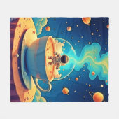 Astronaut Coffee Space Art フリースブランケット (正面(横))