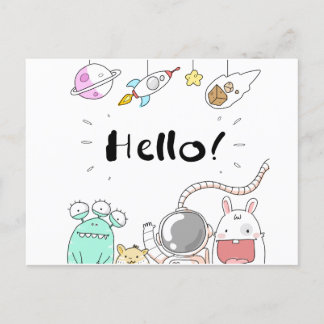 Astronaut Cosmonaut rocket/raket Postcard ポストカード