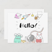 Astronaut Cosmonaut rocket/raket Postcard ポストカード (正面/裏面)