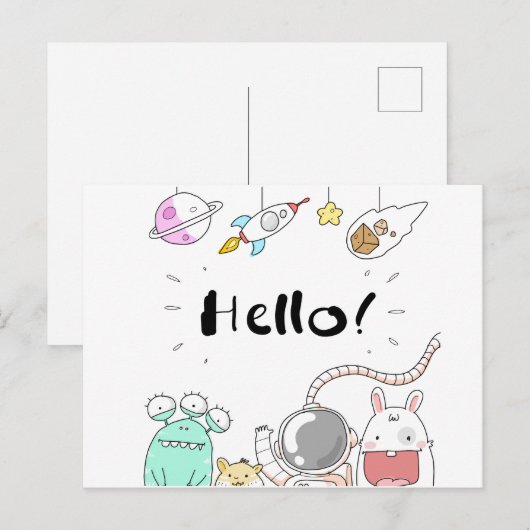 Astronaut Cosmonaut rocket/raket Postcard ポストカード (正面/裏面)