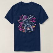 Astronaut Dabbing Dance Space Rocket with Stars Pl Tシャツ (デザイン正面)