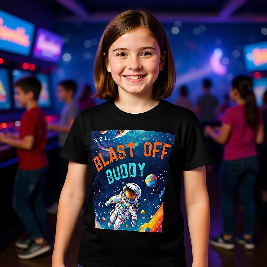 Astronaut Deep Space Planets Blast Off Buddy Favor トライブレンドＴシャツ
