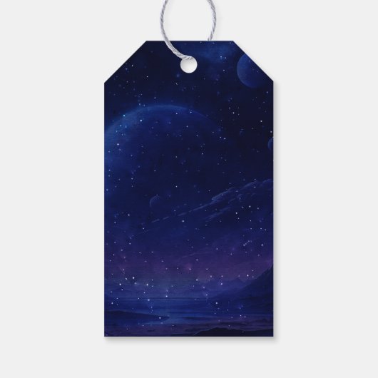 Astronaut Deep Space Sky Planets Photo Birthday ギフトタグ (裏面)