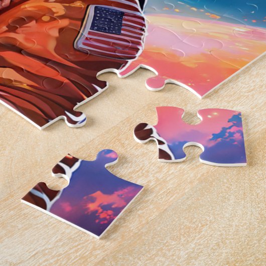 Astronaut Deep Space Sky Planets Photo Birthday ジグソーパズル (側面)