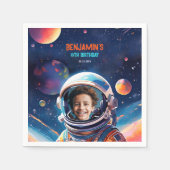Astronaut Deep Space Sky Planets Photo Birthday スタンダードカクテルナプキン (正面)