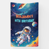 Astronaut Deep Space Sky Planets Photo Birthday 横断幕 (縦)
