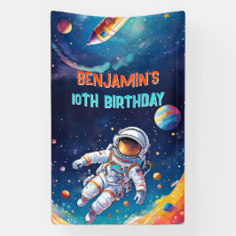 Astronaut Deep Space Sky Planets Photo Birthday 横断幕