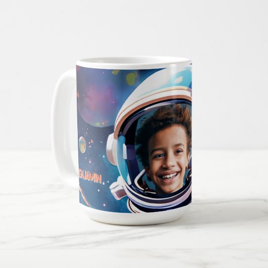 Astronaut Deep Space Sky Planets Photo Gift コーヒーマグカップ (正面左)