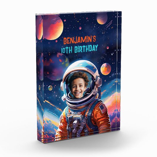 Astronaut Deep Space Sky Planets Photo Gift  フォトブロック (左)