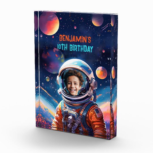 Astronaut Deep Space Sky Planets Photo Gift  フォトブロック (右)