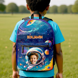 Astronaut Deep Space Sky Planets Photo Kids Gift  プリントバックパック
