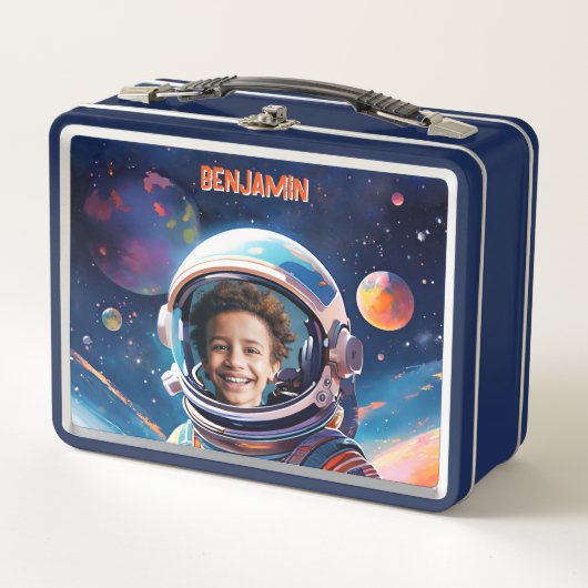 Astronaut Deep Space Sky Planets Photo Kids Gift  メタルランチボックス (正面)