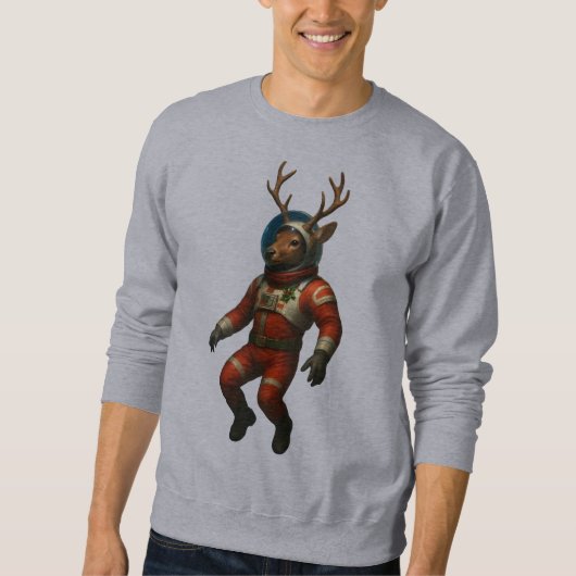 Astronaut Deer in Red Suit スウェットシャツ (正面)