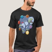 Astronaut Dinosaur In Space Travel Galaxy Dinosaur Tシャツ (正面)