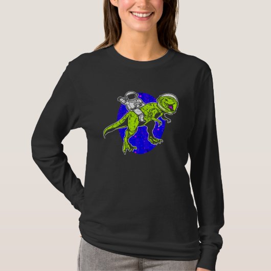 Astronaut Dinosaur Science Fiction Space Travel Tシャツ (正面)