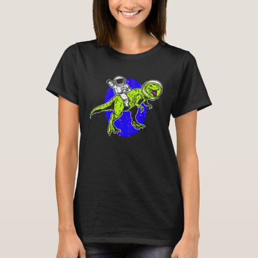 Astronaut Dinosaur Science Fiction Space Travel Tシャツ (正面)