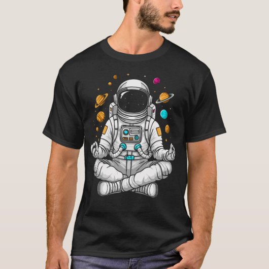 Astronaut Do Yoga Pose On Space Meditation Astrona Tシャツ (正面)