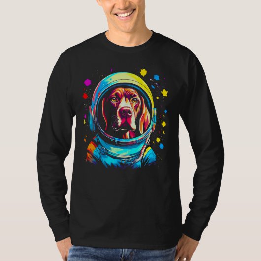 Astronaut Dog German Shorthaired Pointer Tシャツ (正面)