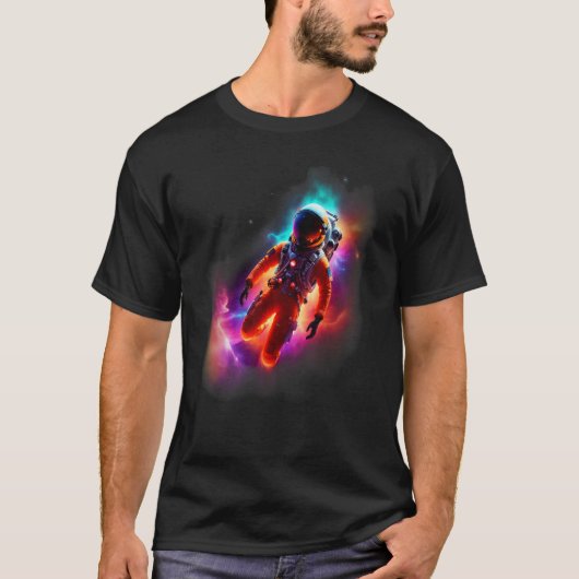 Astronaut Exploring a Colorful Nebula Tシャツ (正面)