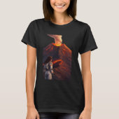 Astronaut Facing Erupting Volcano  Tシャツ (正面)