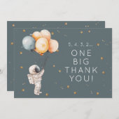 Astronaut First Birthday Thank You Card 招待状 (正面/裏面)