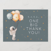 Astronaut First Birthday Thank You Card 招待状 (正面)