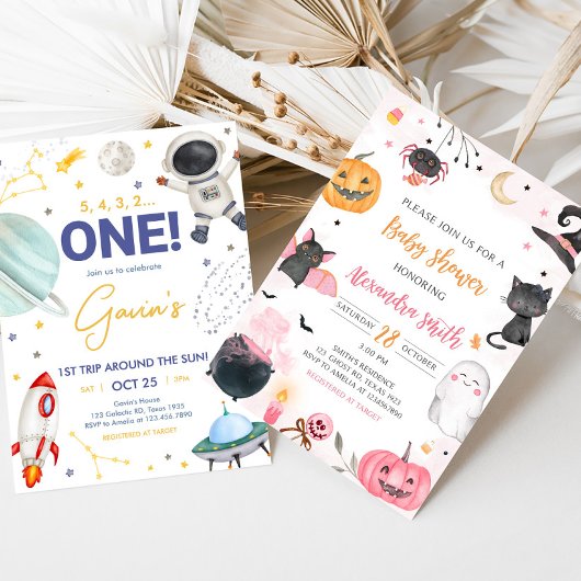 Astronaut First Trip Birthday Party 招待状