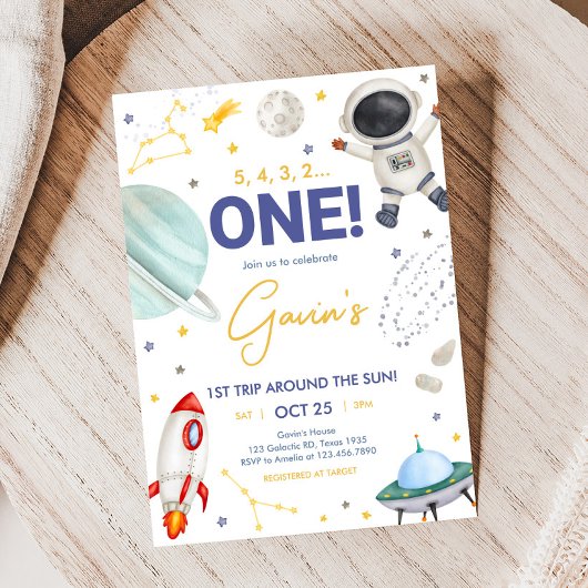 Astronaut First Trip Birthday Party 招待状