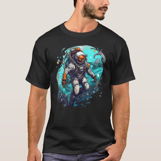 Astronaut Floating in the Water  Cool Astronaut Gr Tシャツ (正面)