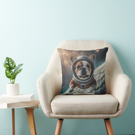 Astronaut French Bulldog Space Nursery  クッション (椅子)