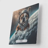 Astronaut French Bulldog Space Nursery  スクエア壁時計 (傾斜)