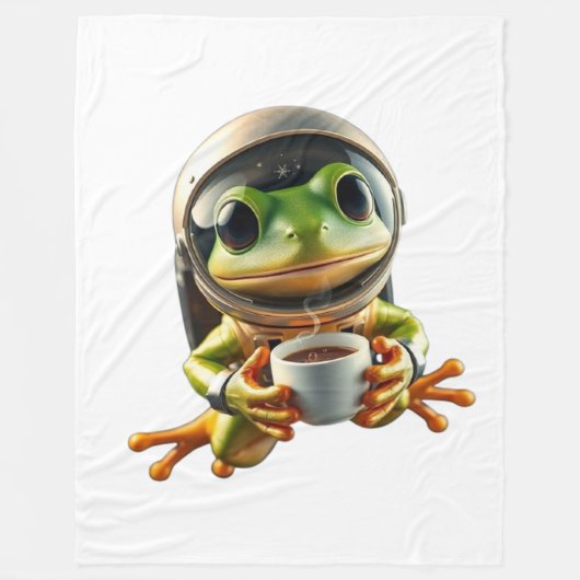 Astronaut Frog フリースブランケット (正面)