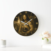 Astronaut Funny Mona Lisa Space Explorer Gift ラージ壁時計 (ホーム)