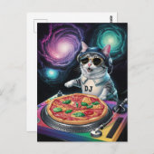 Astronaut Galaxy Planet Space Dj Cat Pizza Kitty ポストカード (正面/裏面)