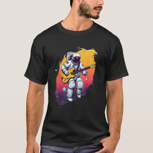 Astronaut Galaxy Space Music Guitar Tシャツ (正面)