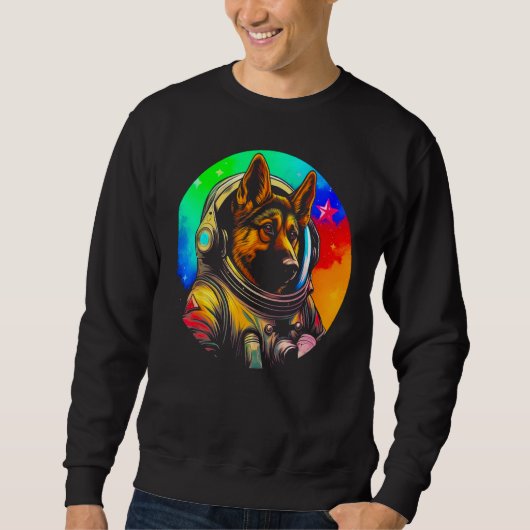 Astronaut German Shepherd Dog スウェットシャツ (正面)