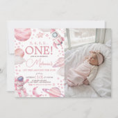 Astronaut Girl Photo 1st Birthday Invite 招待状 (正面)