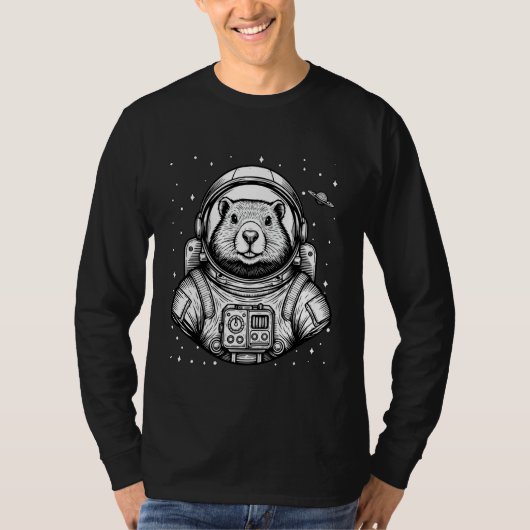 Astronaut Groundhog Space Galaxy Funny Groundhog D Tシャツ (正面)