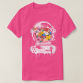 Astronaut helmet drawing filled with colourful flo tシャツ (デザイン正面)