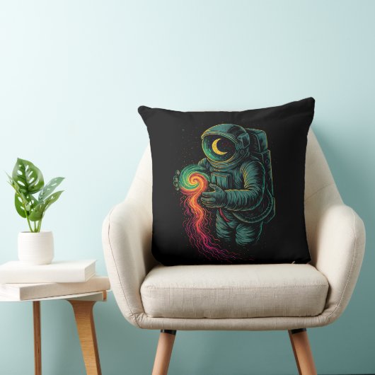 Astronaut Holding a Cosmic Spiral クッション (椅子)