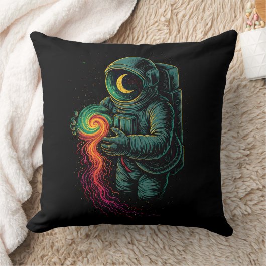 Astronaut Holding a Cosmic Spiral クッション (ブランケット)