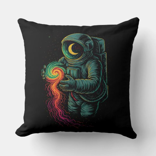 Astronaut Holding a Cosmic Spiral クッション (正面)